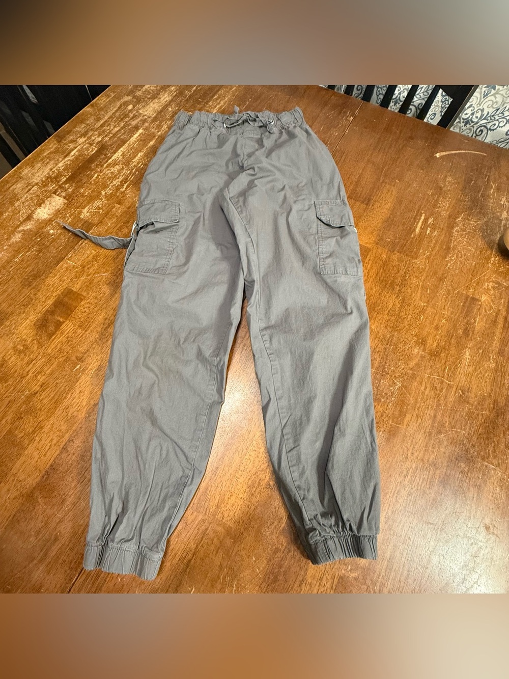 Rachel Paige Women’s Small Gray Cargo Jogger Pants Elastic Waist Utility Y2K